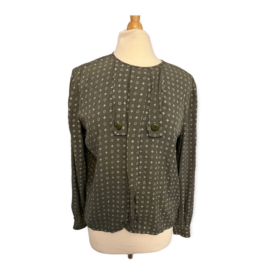 Vintage Valentino Boutique  Olive Button Blouse